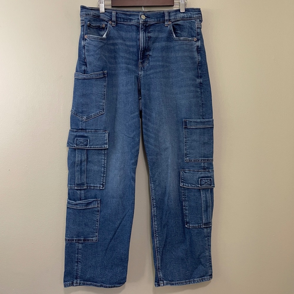 American Eagle Straight Leg Cargo Jeans - Dark Blue